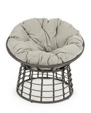Poltrona per esterno in fibra naturale Grigio con cuscino MOLLY diametro 69x92x h78 cm