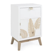 Mobiletto 1 anta 1 cassetto Folium in legno naturale 45x30x70h cm