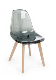Sedia design policarbonato Easy fume' piedi in legno