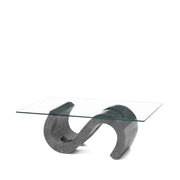 Tavolino trasparente-grigio 70 cm x 120 cm H. 36 cm