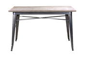 Tavolo ferro bristol top in legno galvanizzato cm 160x80h76