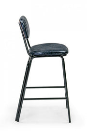Sgabello vintage da bar in simipelle Blu DEBBIE 44x51x h100 cm