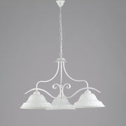 Lampadario classico in ferro Bianco Argento vetri Bianchi tre luci 30x h53 cm