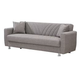 Divano letto 3 posti in tessuto beige con contenitore 214x80xH.83 cm EFFEZ
