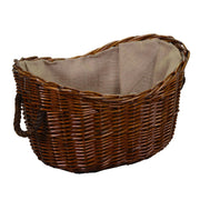Cesta vimini fodera juta con manici corda marrone ovale cm59x43h28-36