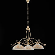 Lampadario in ferro Avorio Decape rifinitura Oro tre luci 71x h56 cm