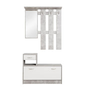 Mobile guardaroba da ingresso bianco e cemento 100x25xh.180 cm