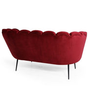 Divano due posti in velluto rosso a conchiglia Orel  cm 135x76,5xh. 79