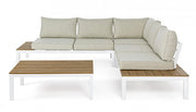 Set da esterno salotto angolare con cuscini bianco Elias