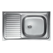 Lavello cucina vasca con gocciolatoio sx acciaio da appoggio 50x90 cm