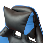 Sedia gaming in ecopelle da ufficio reclinabile con poggiapiedi Blu e Nero 64x53x h123/133 cm