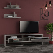 Porta tv con mensole a parete tortora 180x32x42h cm