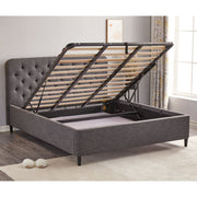 Letto matrimoniale contenitore Idra grigio scuro testiera con bottoni L 170 x P 207,5 X H 114 cm
