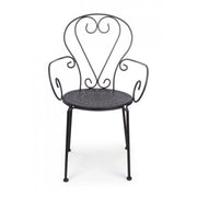 Sedia da giardino con braccioli in acciaio Antracite ETIENNE 49x49x h89 cm