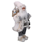 Babbo natale tessuto con regali e lanterna grigio cm30x17,5h60
