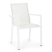 Sedia in alluminio con braccioli Konnor bianco