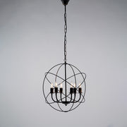 Lampadario deco  sospensione in ferro Nero Oro sei luci 51x h55 cm
