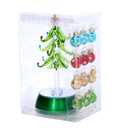Albero vetro verde con sfere cm12x10h19