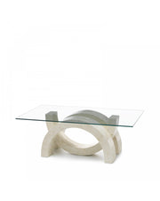 Tavolino trasparente-beige 70 cm x 120 cm H. 41 cm