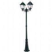 Lampada da terra in alluminio pressofuso con diffusori in vetro trasparente, altezza max 210mm, alimentazione 230V ~ 50Hz, IP43 nero