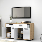 Madia multiuso quattro ante due cassetti Bianco Rovere TRUVA 140x40x h78 cm EFFEZ
