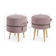 Set due pouf rosa con apertura
