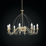 Lampadario in ferro Avorio Decape rifinitura Oro otto luci 75x h49 cm