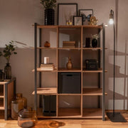 Libreria rovere quercia a cubi con profili antracite  107x39xh.145 cm