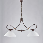 Lampadario arte povera in ferro Nero ruggine due luci  92x h50 cm